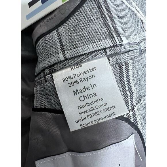 Pierre Cardin 3 Pc Suit BOYS Gray Plaid Sz 8 - Picture 6 of 11
